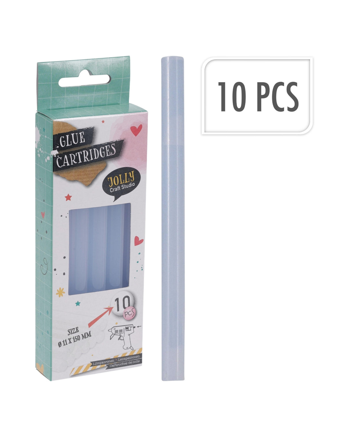 Transparente limstifter – sæt med 10 stk - 150 X 11 mm