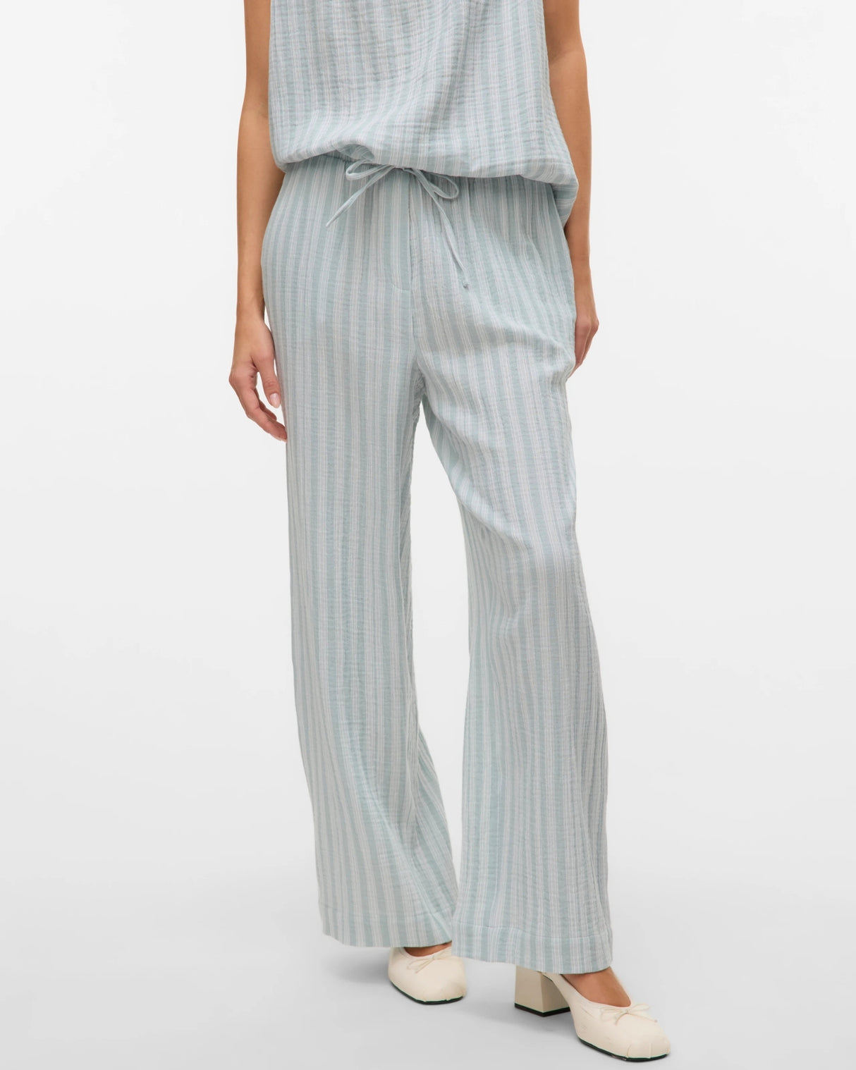 Grøn - Gray Mist - Vero Moda - Bukser - Striber - 10325865