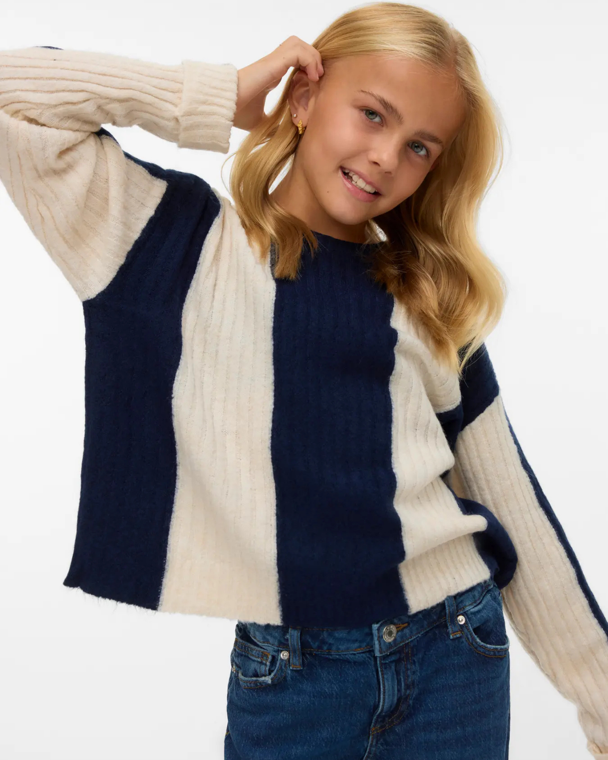 Mørkeblå - Navy Blazer/White - Vero Moda - Striktrøje - 10341436