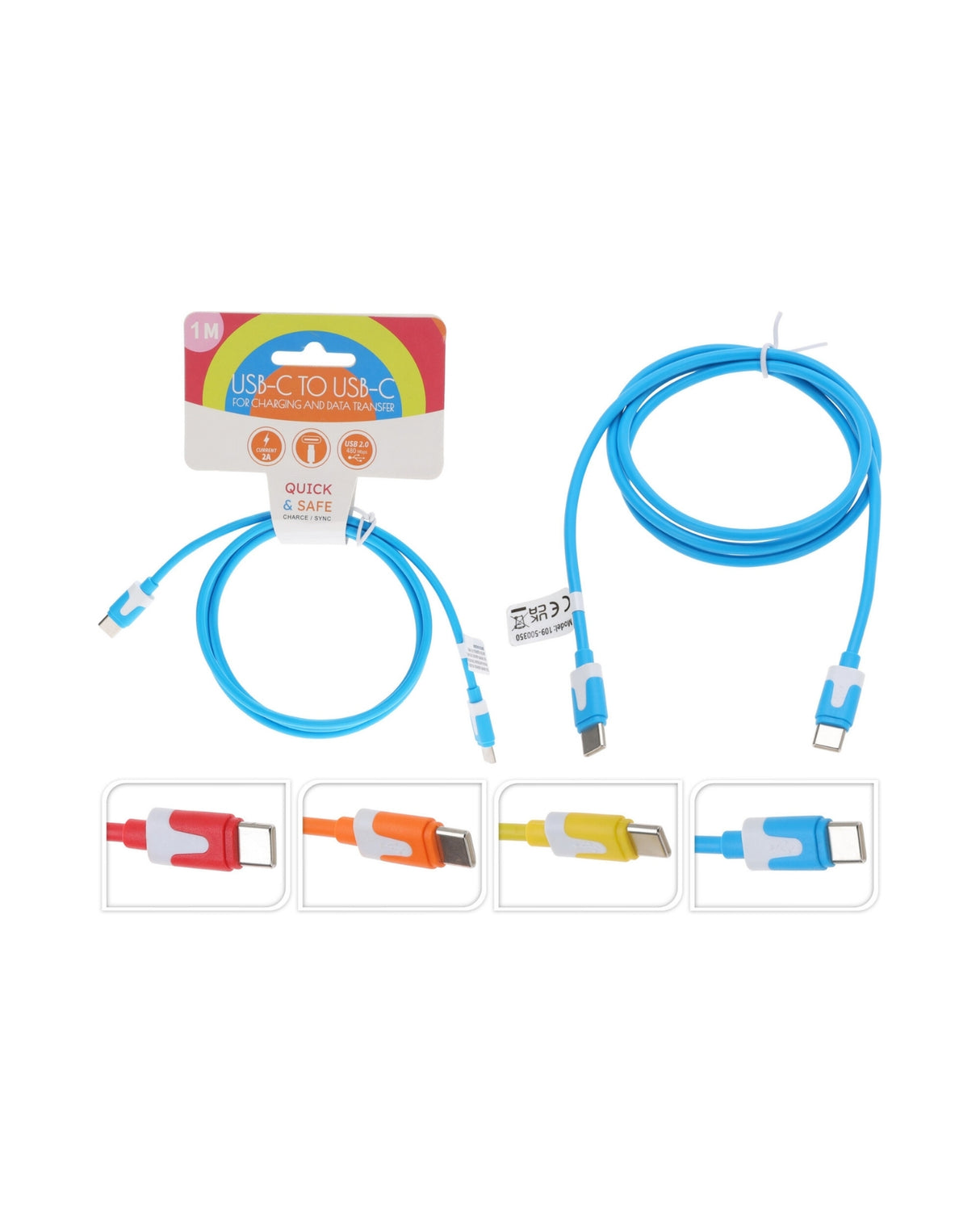 USB Opladnings / Datakabel 2A - USB C / USB C
