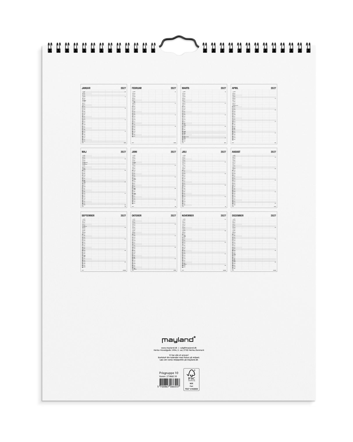 Familie kalender Black and White 5 kol. 2027