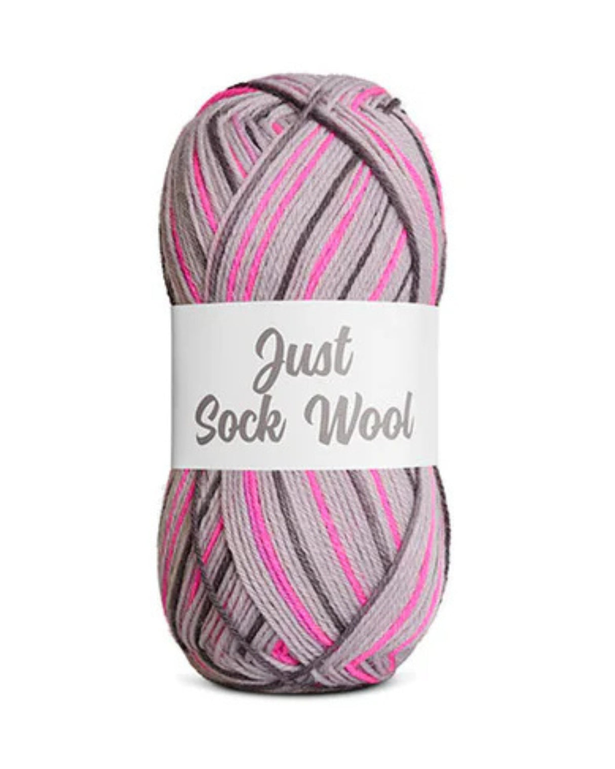 Just Sock Wool 50g - Fv.1 Askegrå/Mørkegrå/Pink - Fra Mayflower