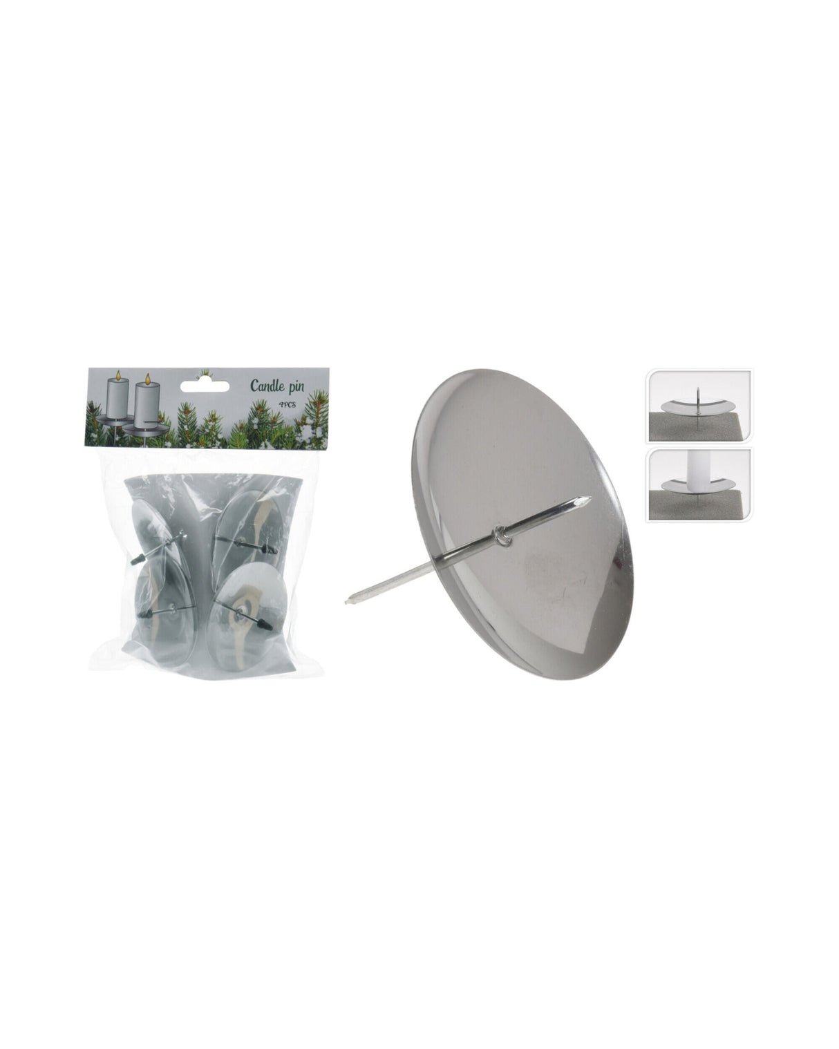 Holder til bloklys 7cm 4stk i sølvfarvet