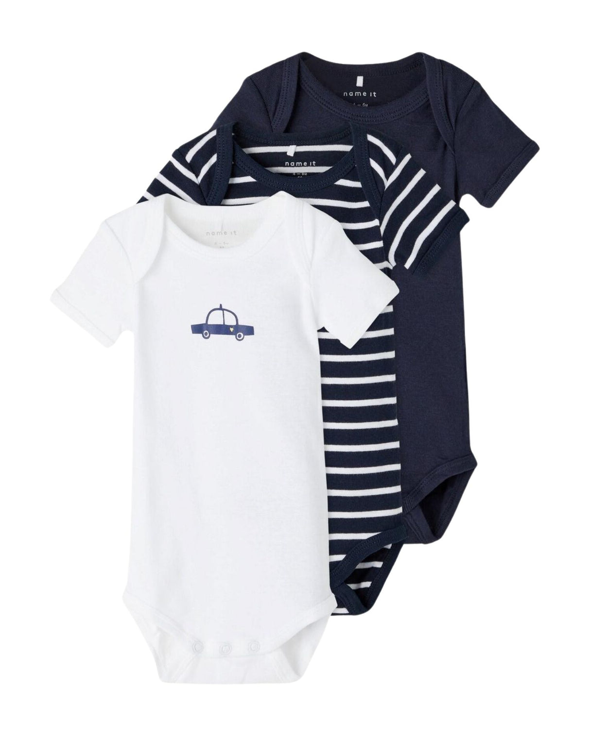Navy sapphire Name it 3-pack bodystocking - politibil - korteærmer - 13183428