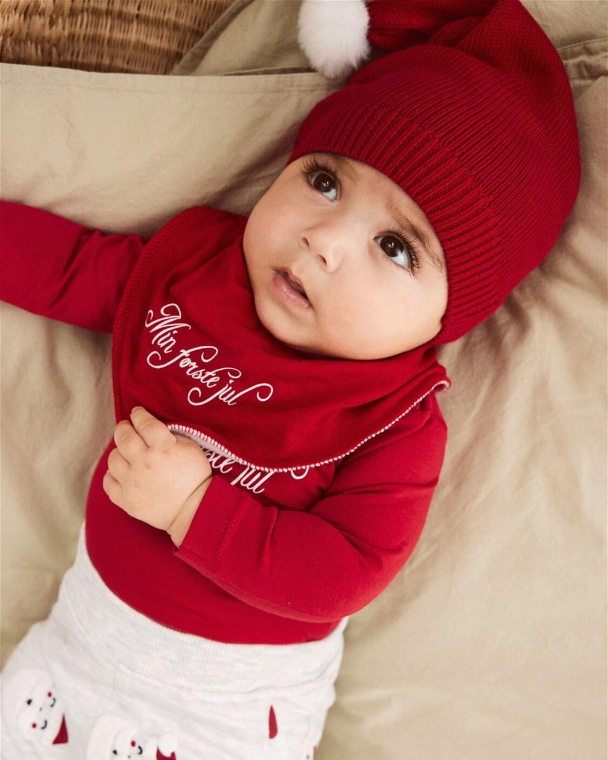 Rød - jester red - name it - baby strik nissehue- 13196940