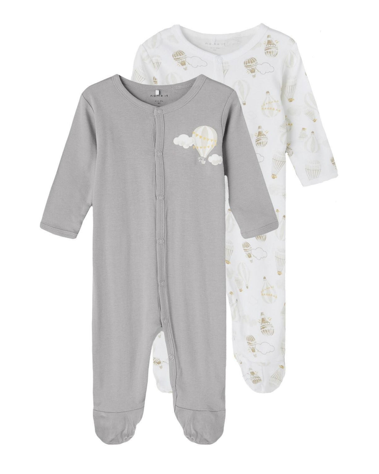 Lysegrå alloy Name it 2-pack jumpsuits med luftballoner (med fødder, med knapper) - 13198658