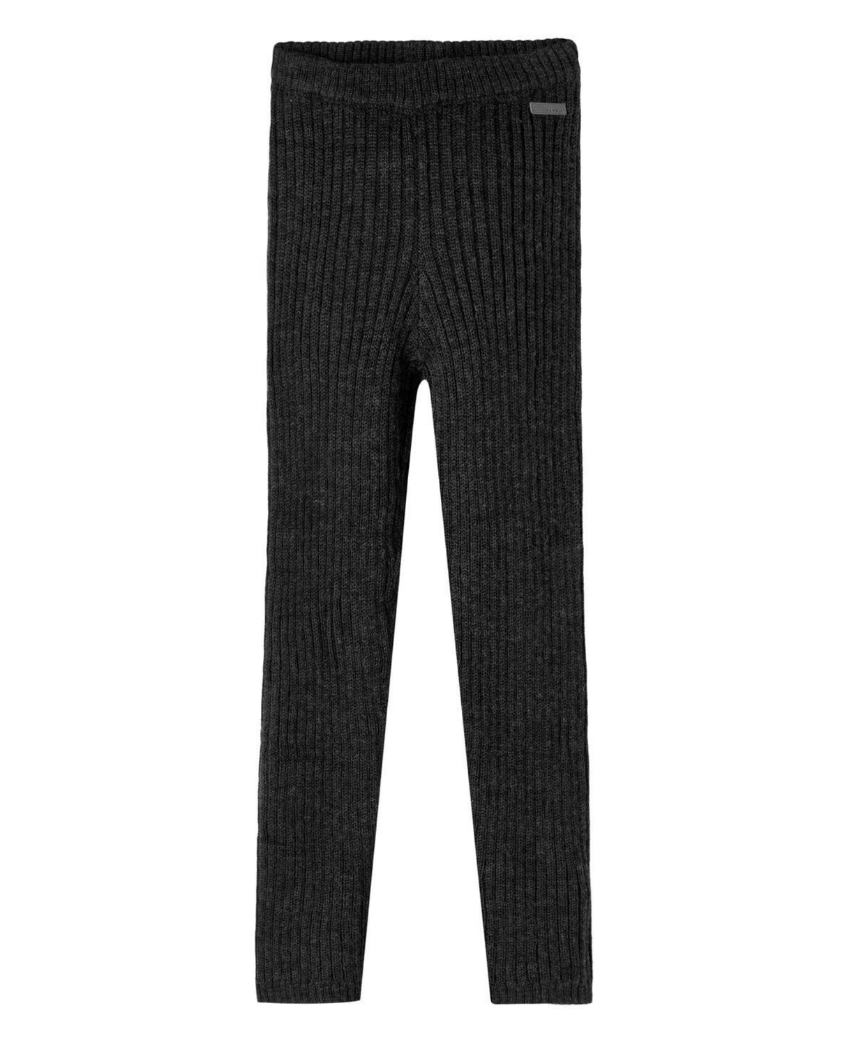 Dark grey Name it knitted merino wool trousers in rib - 13199580
