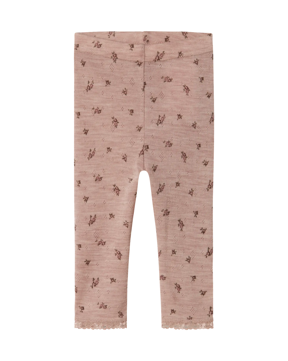 Lyserød - Shadow Gray - Name it - Uld leggings - Blomster - 13228302