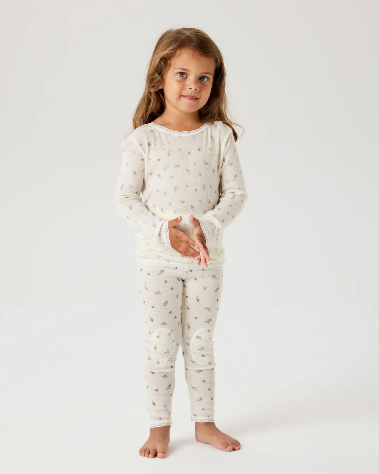 Creme Hvid - Snow White/Small Flowers - name it - Uld bluse - Blomster - 13228432