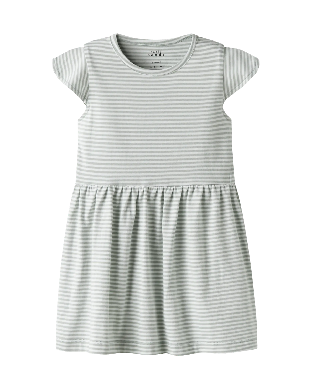 Lysegrøn / Hvid - Aqua Gray / Bright White - Name it - Kjole - Strippet - 13230226