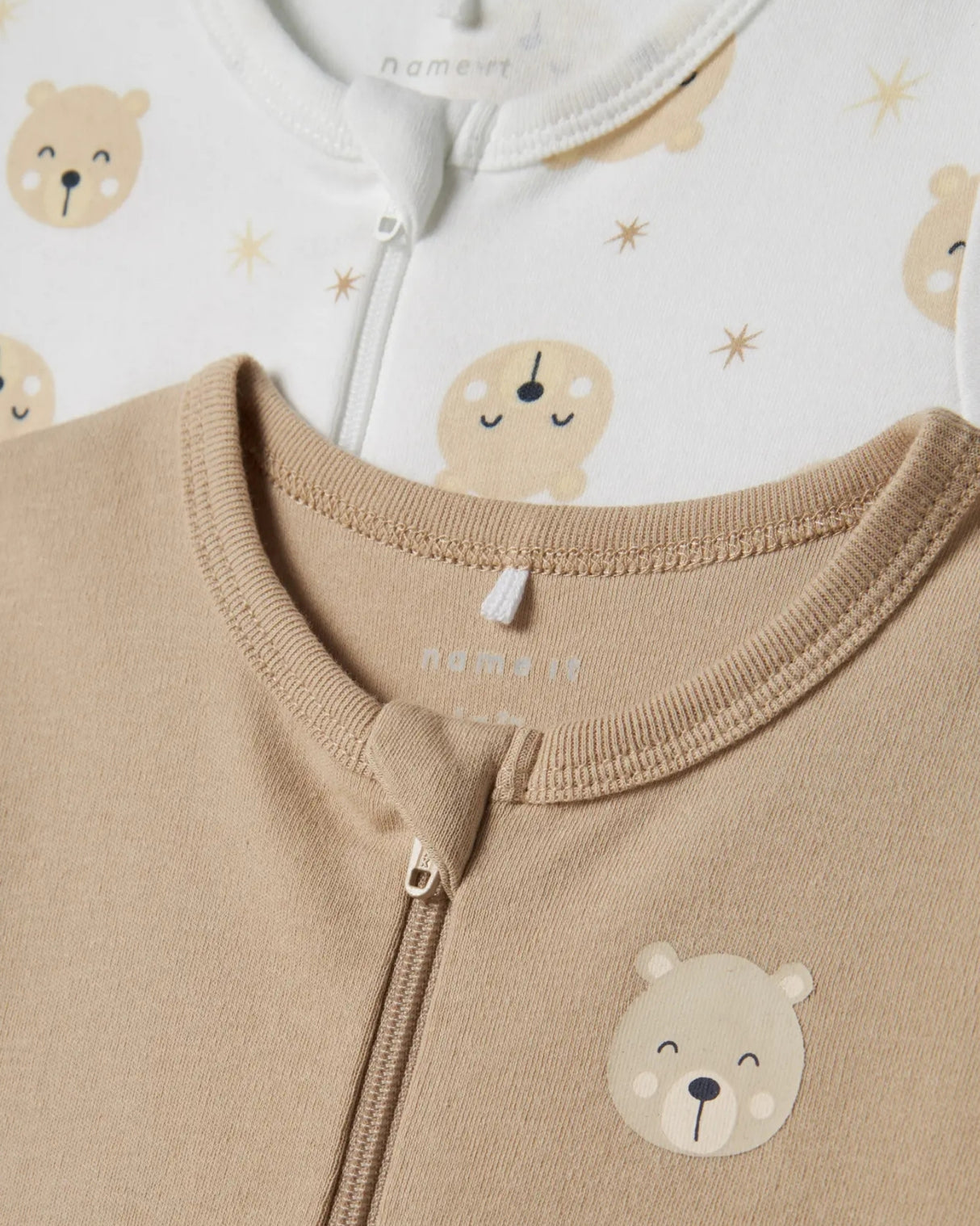 Offwhite - Oxford Tan - Name it - Natdragter (med lynlås) - 2-pack - bamser - 13232751