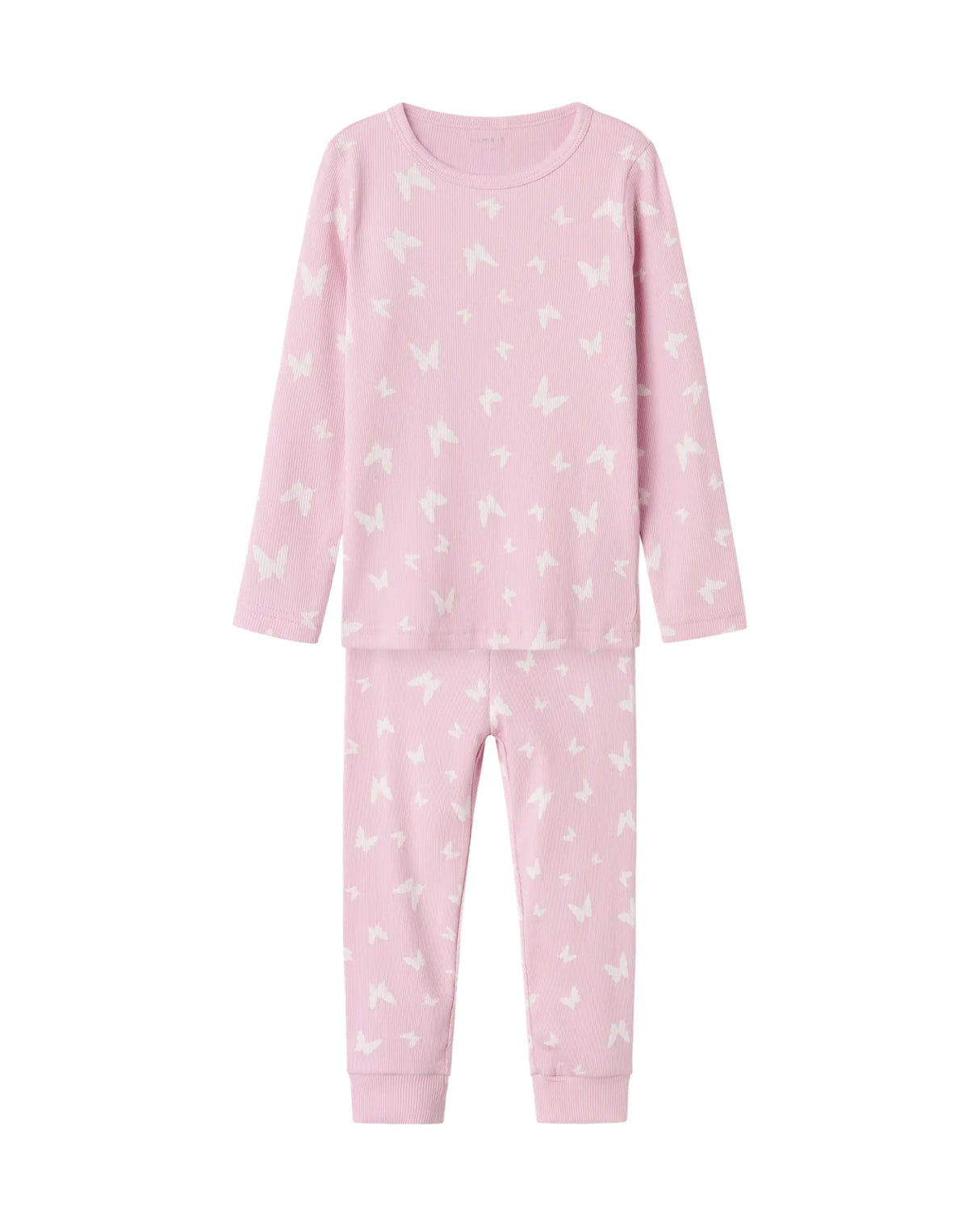 Lyserød - Pink Lavender - Name it - Nattøjssæt - Rib - Sommerfugle - 13232976