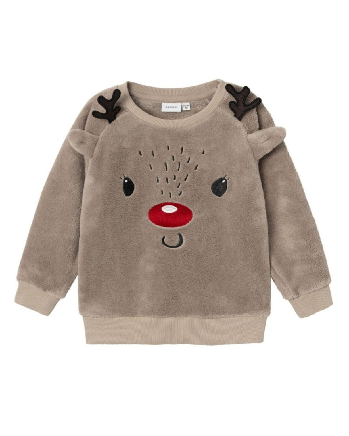 Brun - Weathered Teak - Name it - Teddy - sweatshirt - rensdyr - 13234746
