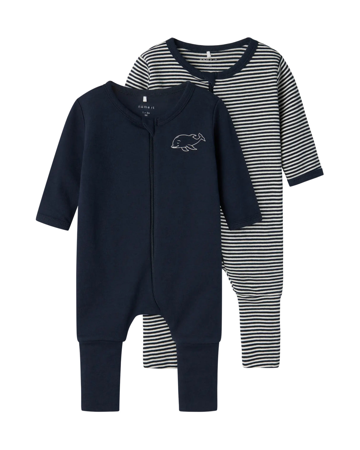 Blå - Dark Sapphire - Name it - Natdragter (med lynlås) - 2-pack - Hval - 13235148