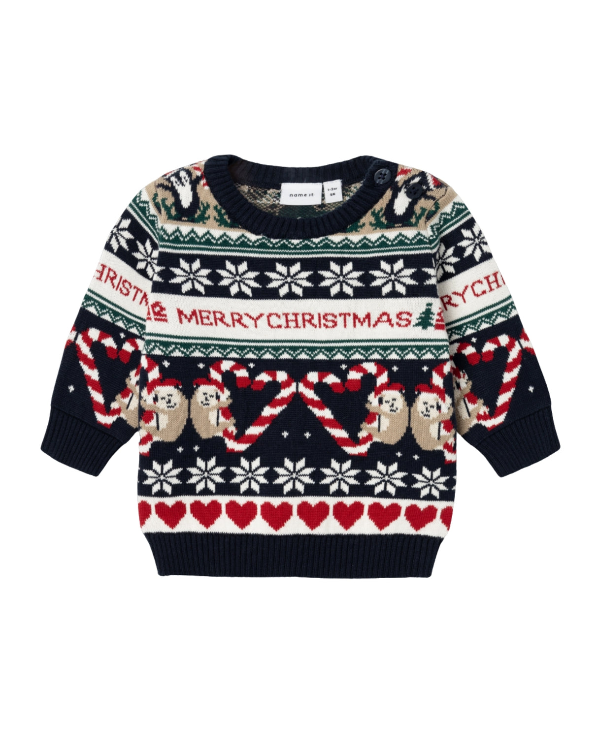 Blå - dark sapphire - Name it - julestrik trøje - 13235185