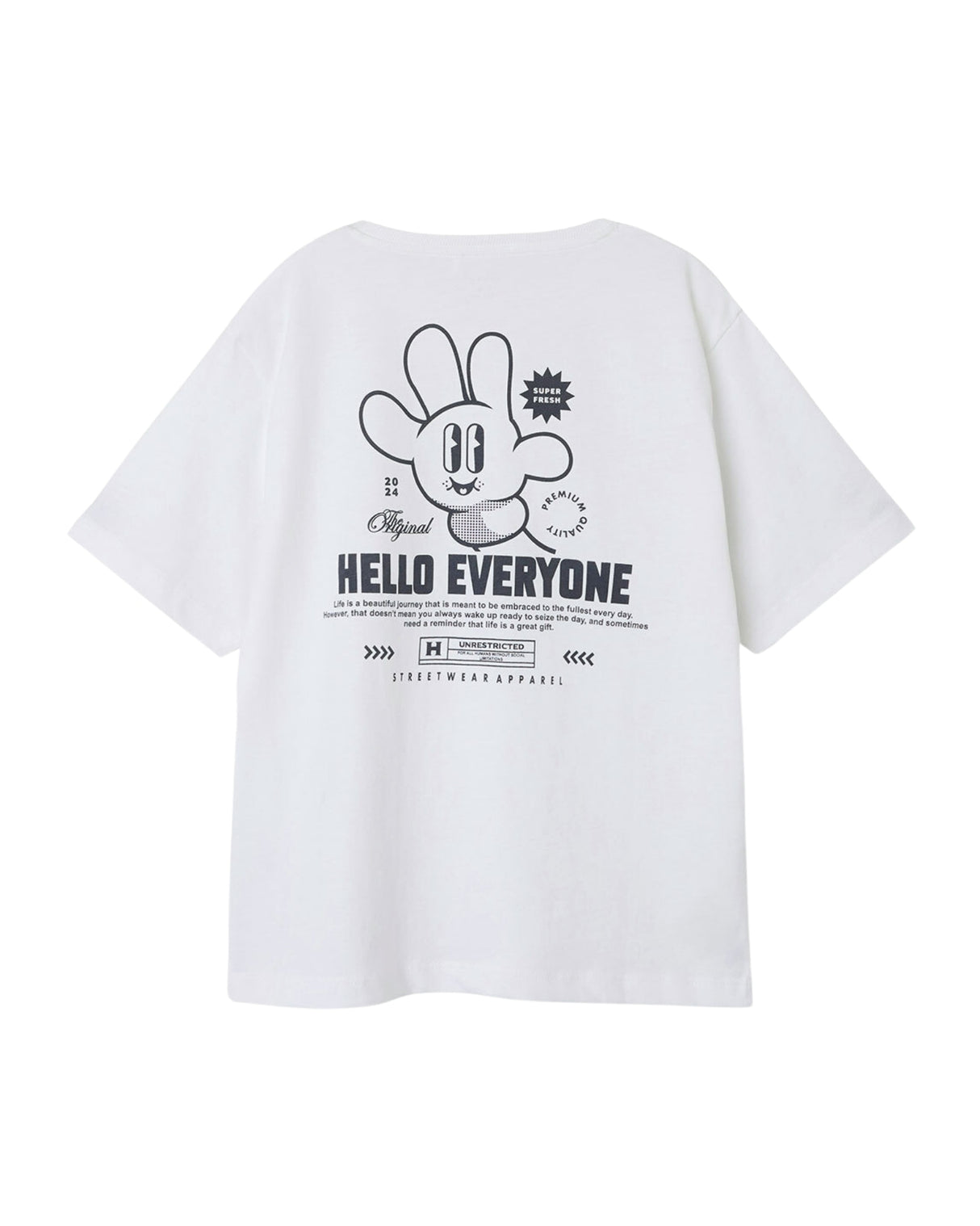 Hvid - Bright White - Name it - tshirt - motiv på ryggen - 13239600