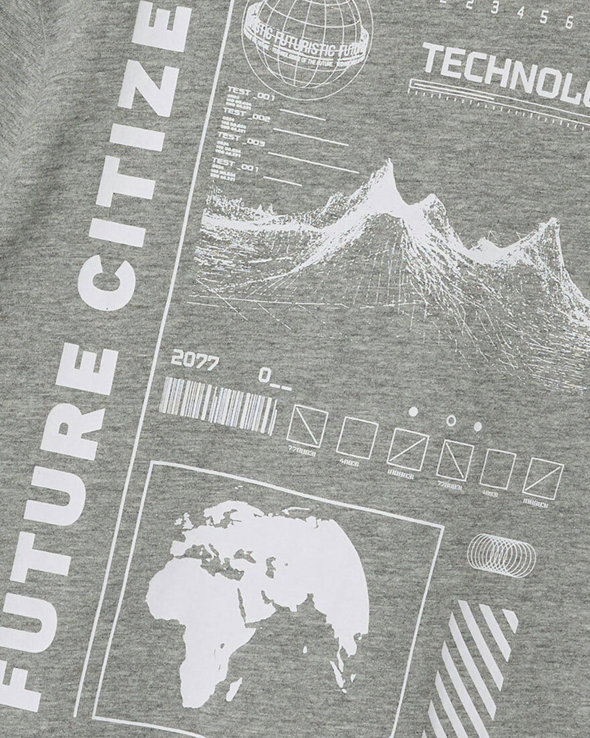 Grå - Grey Melange - Name it - tshirt - motiv på ryggen - 13239600