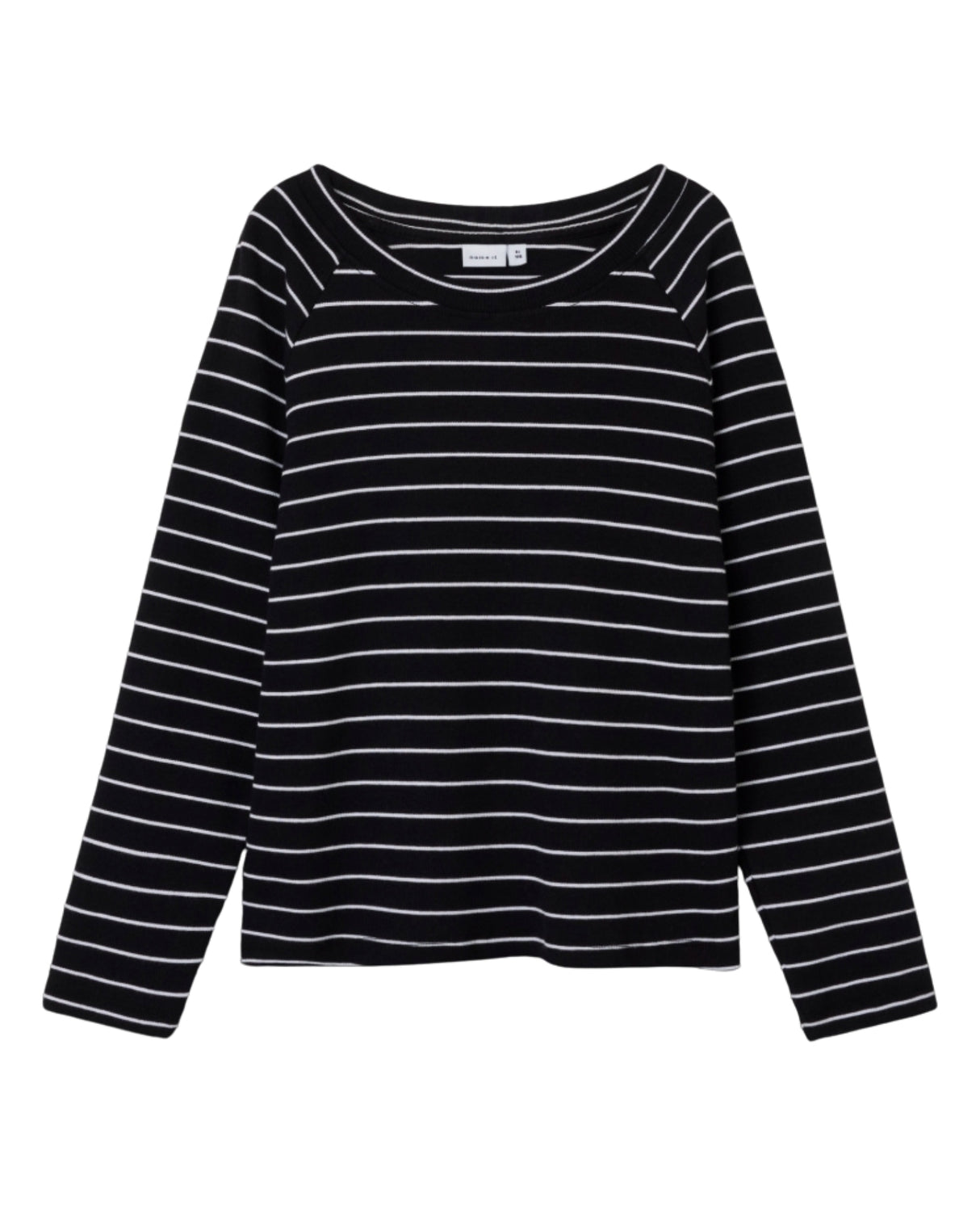 Sort - Black - Name it - stribet - rib - langærmet - Bluse - 13241886