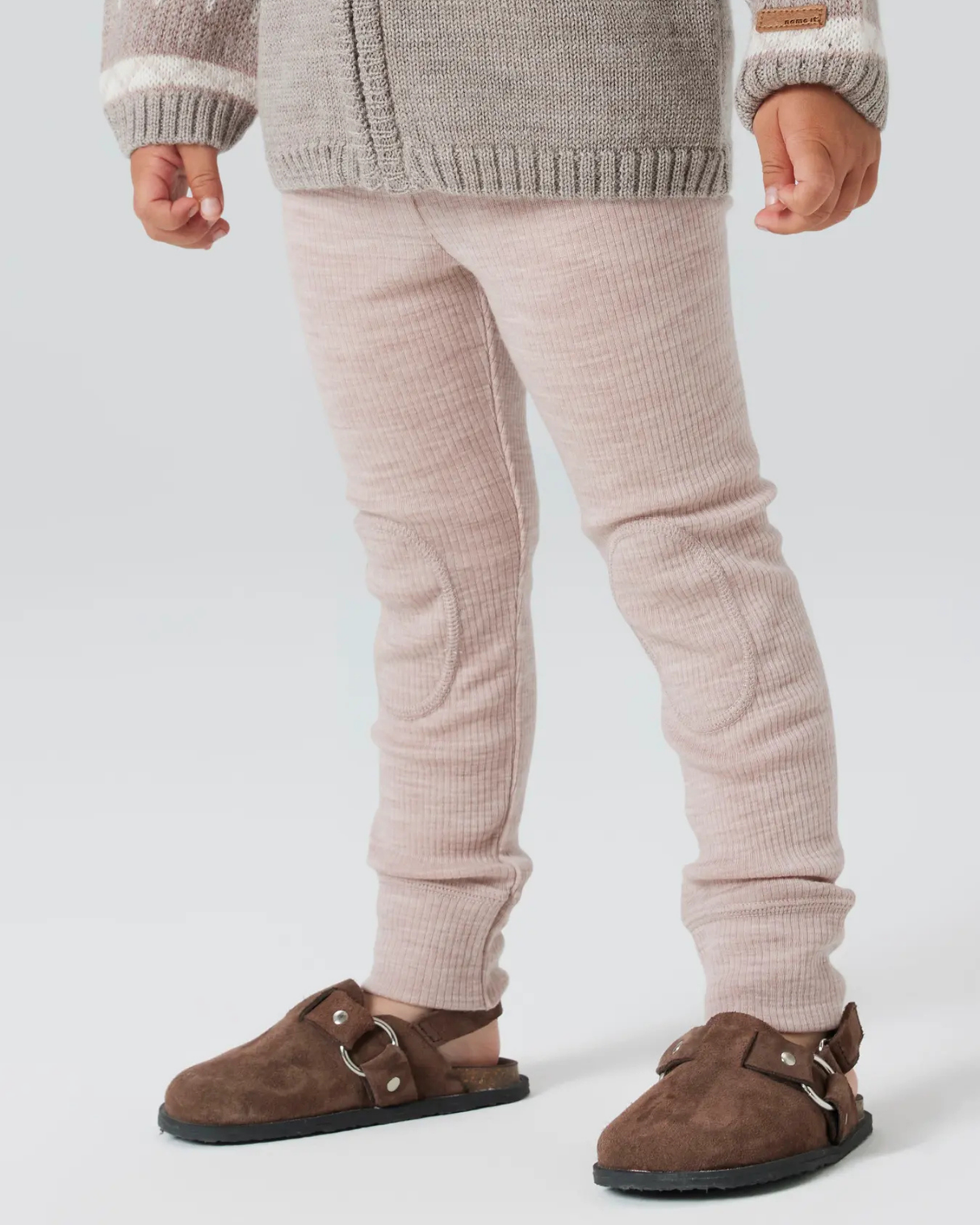 Lyserød - Shadow Gray - Name it - Uld leggings - Rib - 13242116