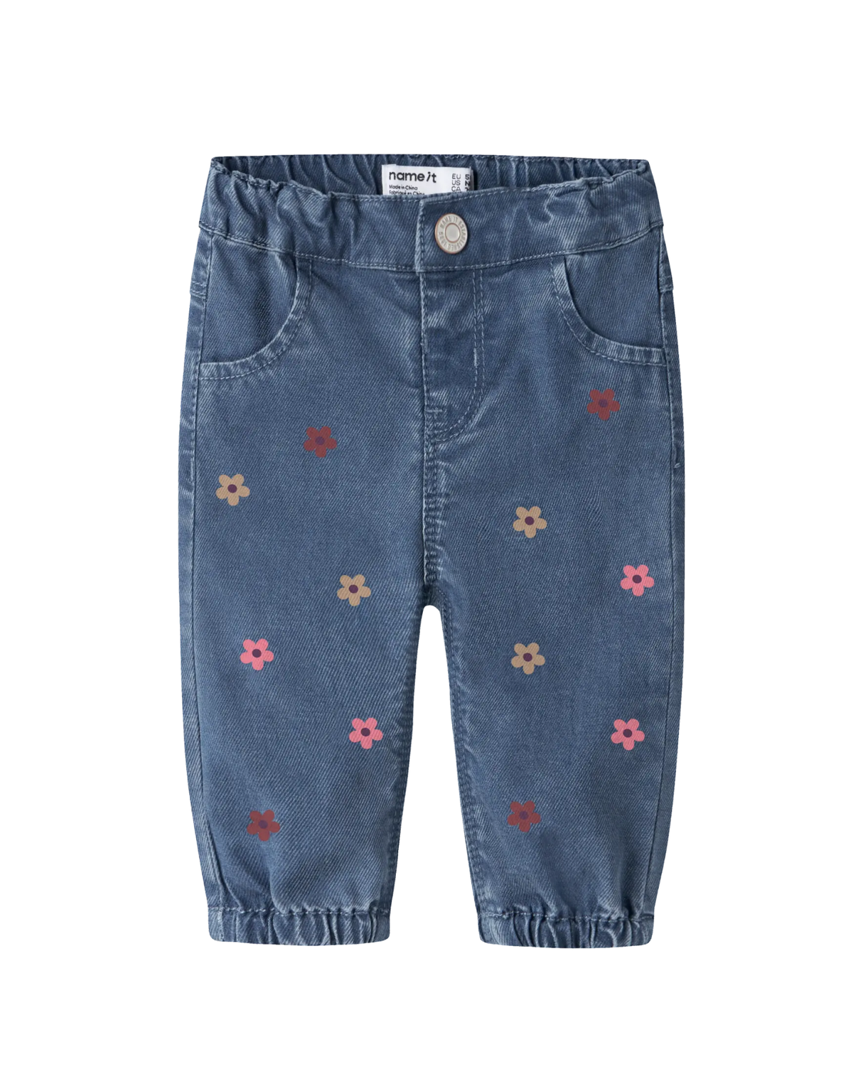Blå - Medium Blue Denim/Flowers Embroidered - name it - Bukser - 13243778