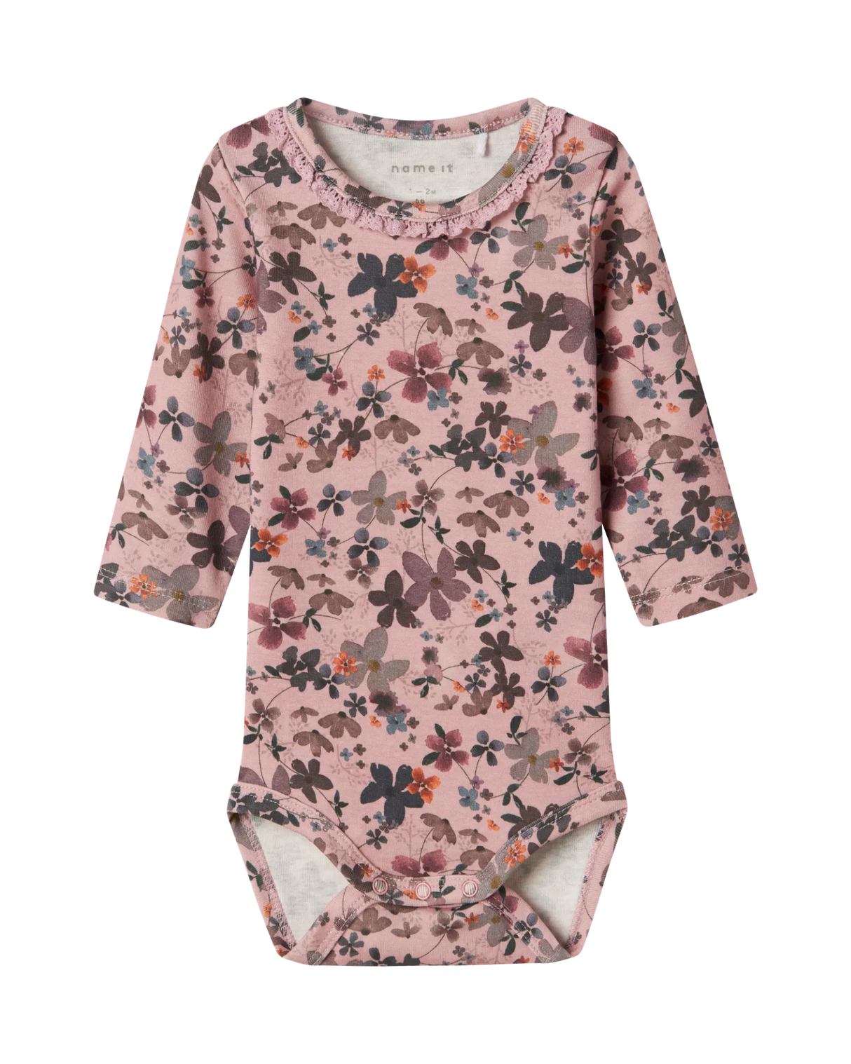 Lyserød - Burnished Liliac - Name it - Bodystocking - Blomster - 13246495