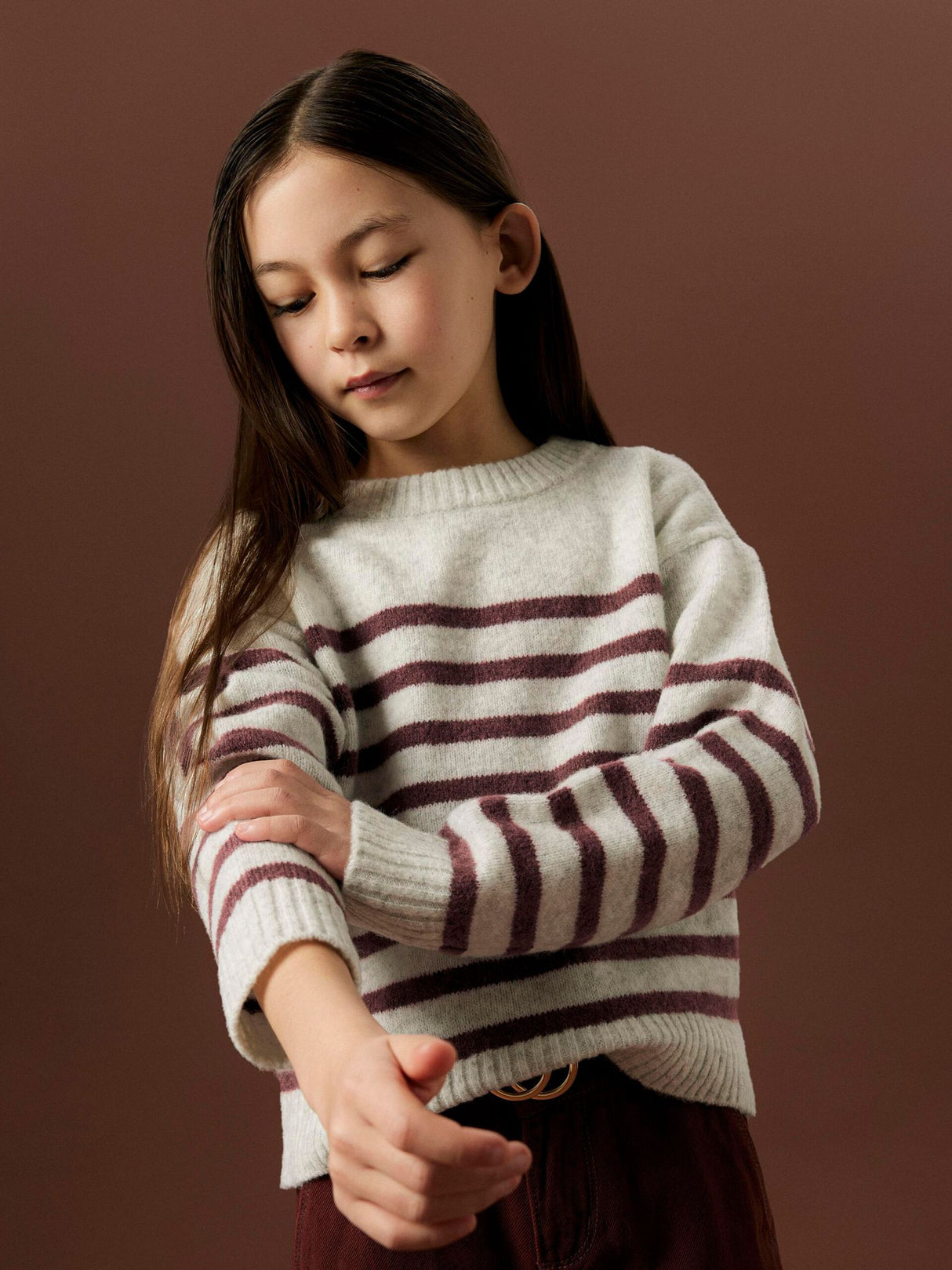 Grå - Light greay Melange - Name it - Stribet Striktrøje - 13253064