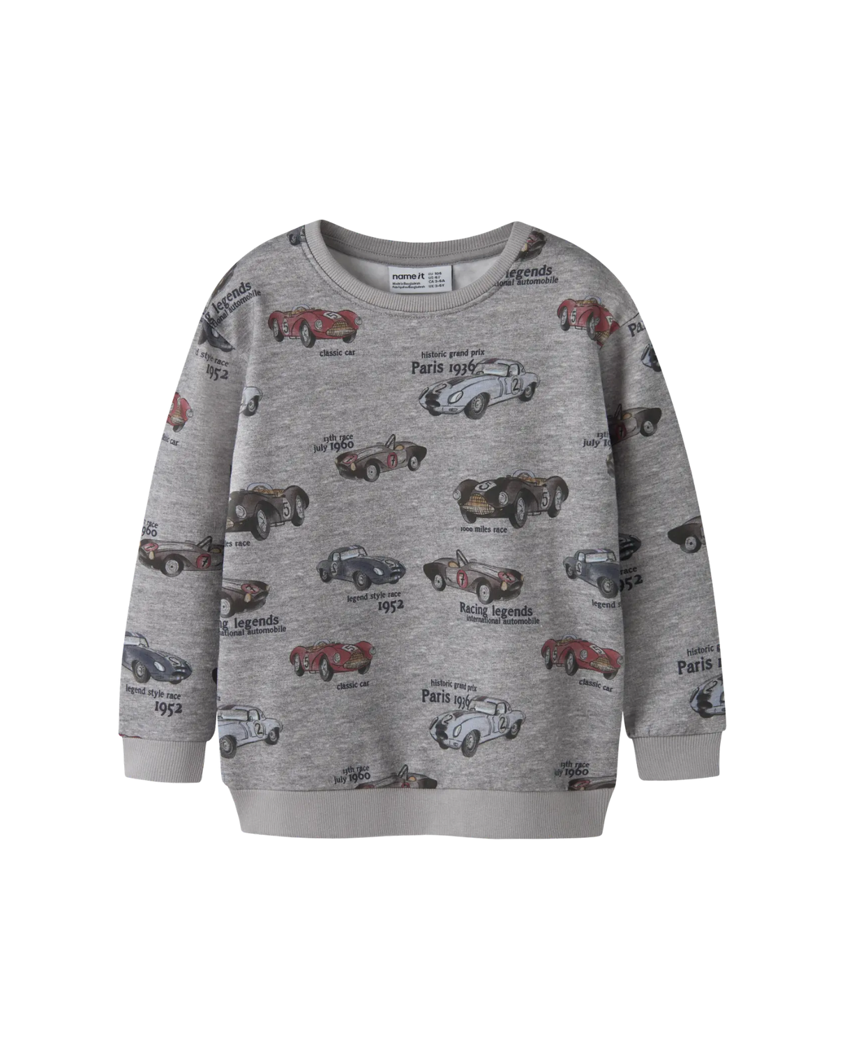 Grå - Grey Melange - Name it - Sweatshirt - Biler - 13254410