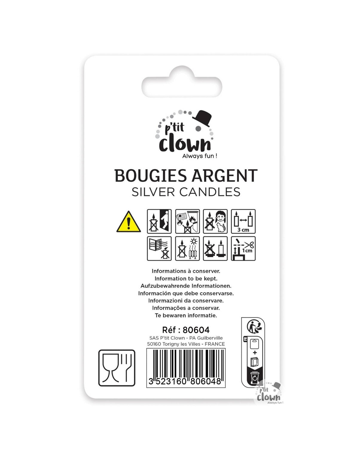 Fødselsdags lys 12 stk - Sølv