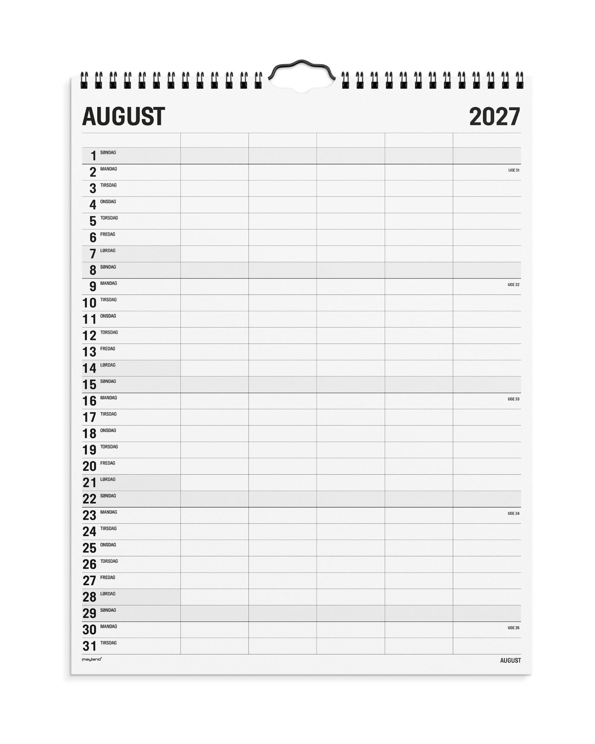 Familie kalender Black and White 5 kol. 2027