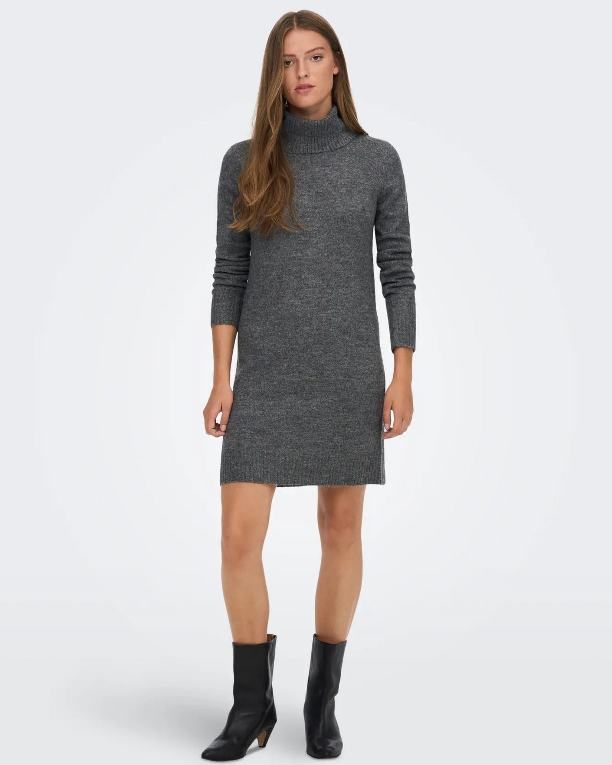 Grå - Dark Grey Melange - JDY - Strik kjole - 15265240