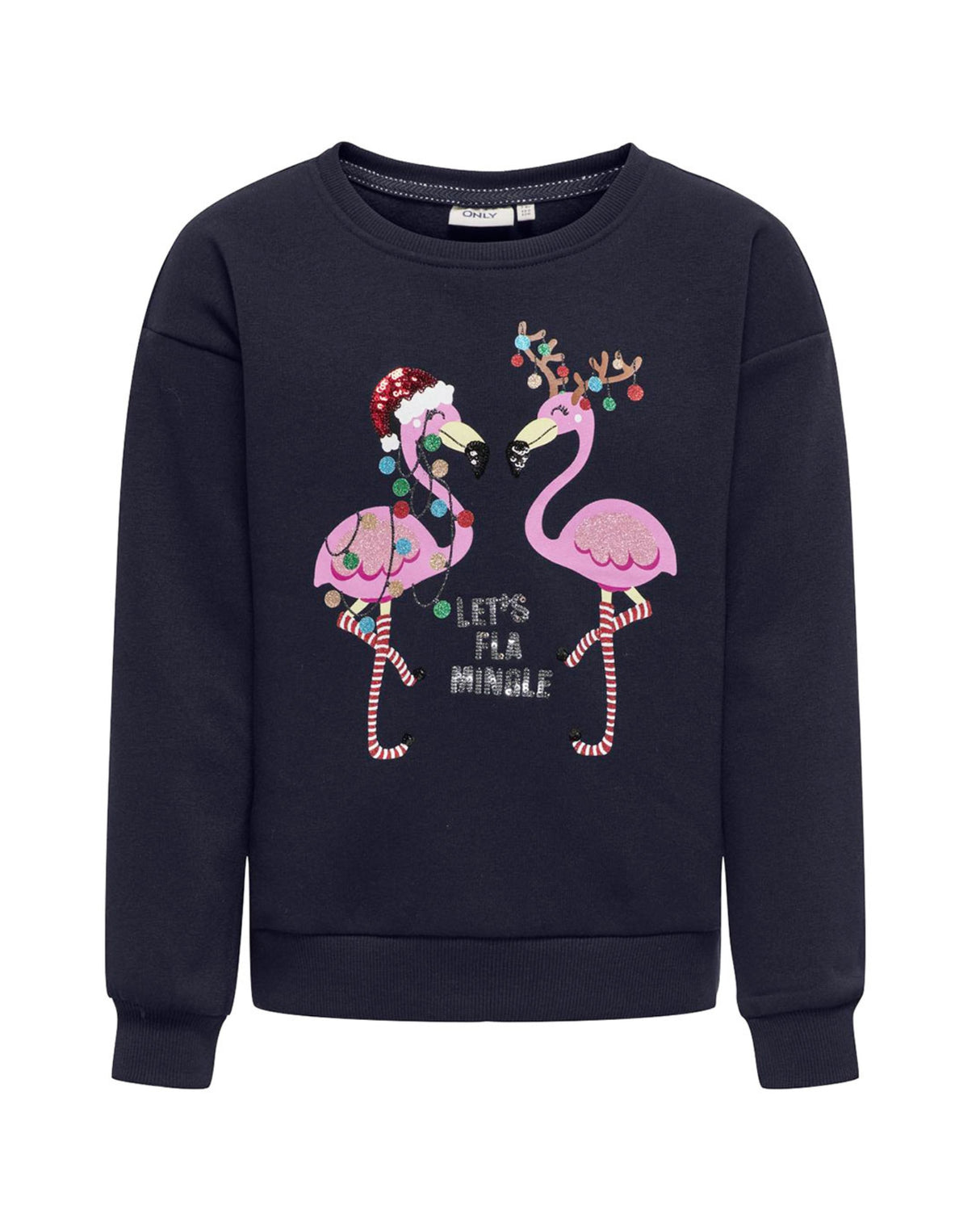 Mørkeblå - Night Sky - Only - Sweatshirt - Flamingoer - 15280285