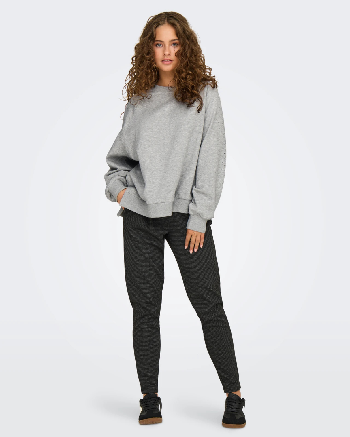 Grå - Light Grey Mela/Silver Rhin - Only - Sweatshirt - 15345897