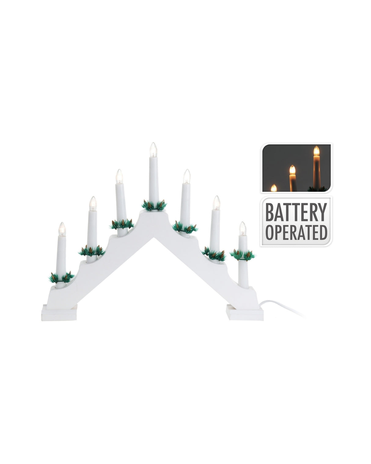 Lysbro med 7 lys i hvid