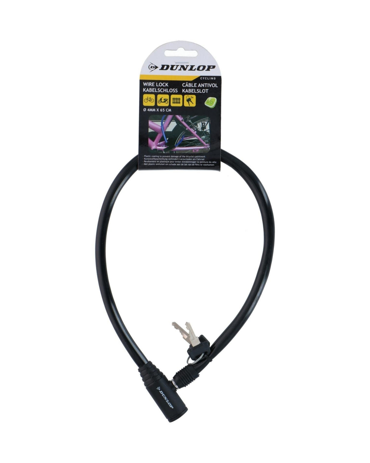 Cykellås 4x650 mm - Fra Dunlop