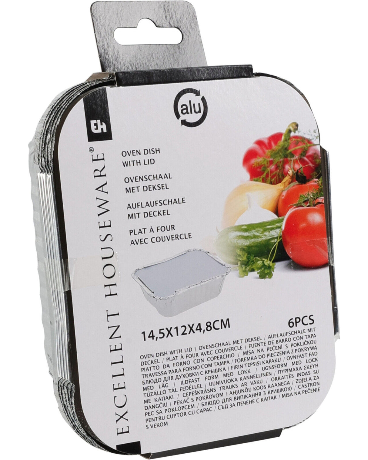 Alu bakker med låg 6stk - 14,5x12x4,8cm