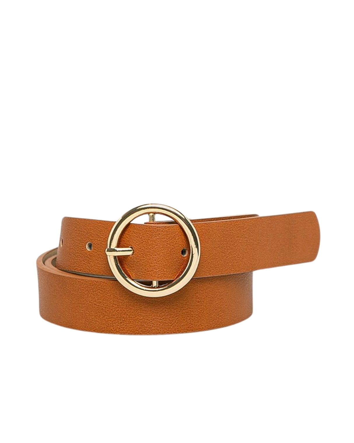 Brun - Cognac - PIECES - Bælte - Guld spænde - 17106158