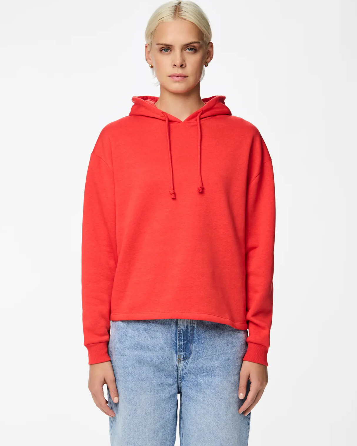 Rød - Poppy Red - Pieces - Hoodie - 17113437