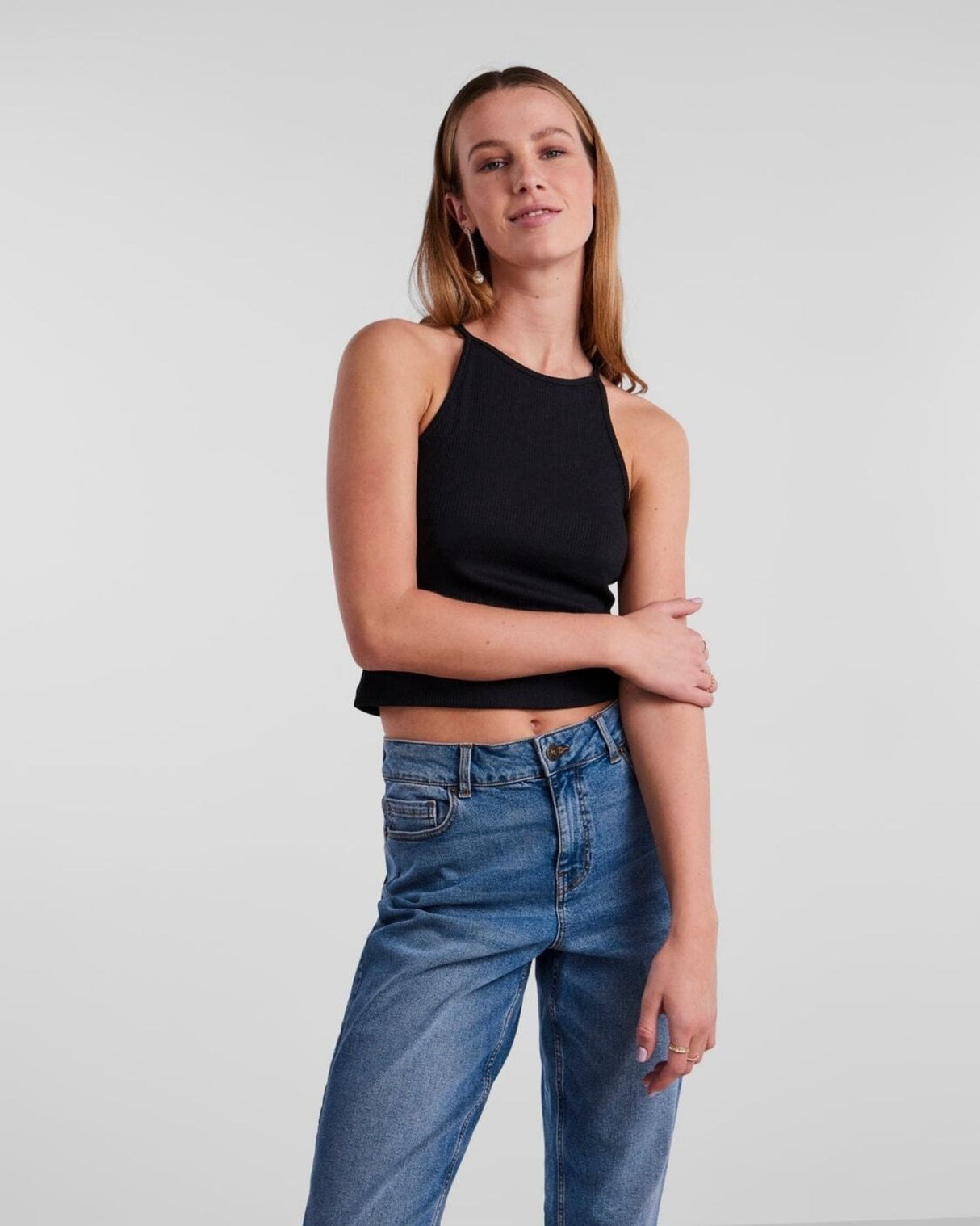 Sort - black - PIECES - rib - top - 17120742