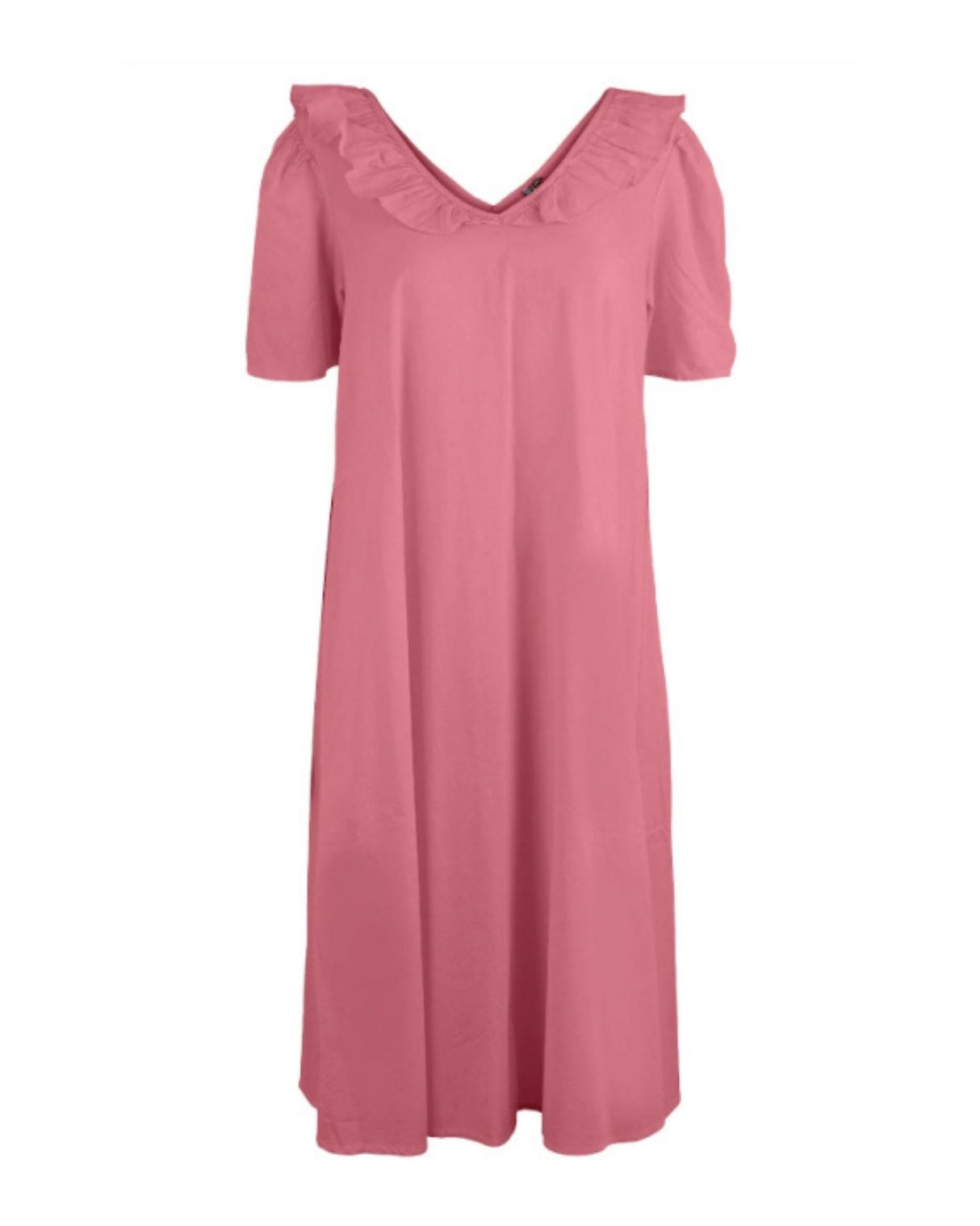 Pink PIECES dress with ruffle neck - 17126246