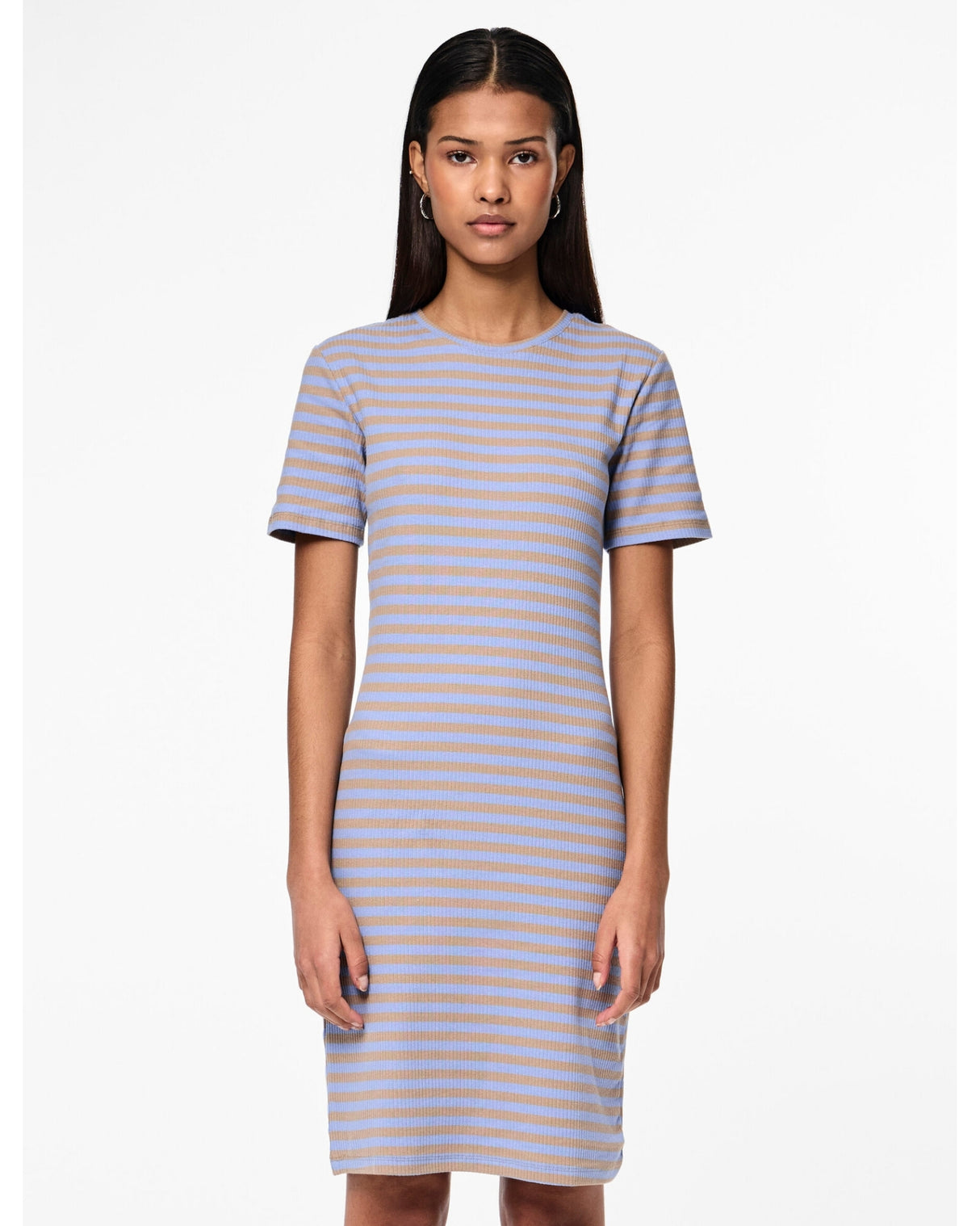 Blå - hydrangea / silver - Pieces rib kjole - 17134049