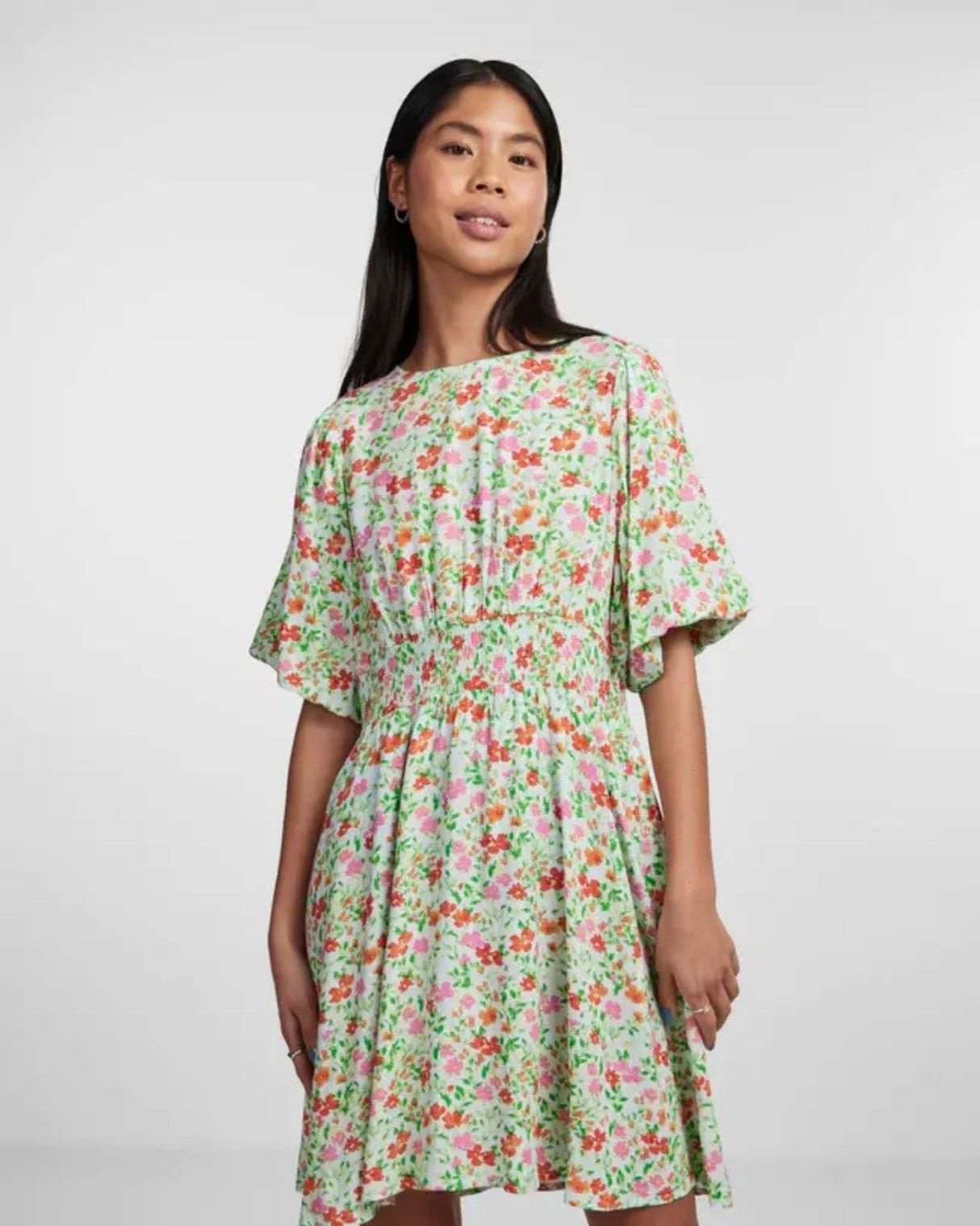 Grøn - Fair aqua - PIECES - blomstret - kjole - 17137962