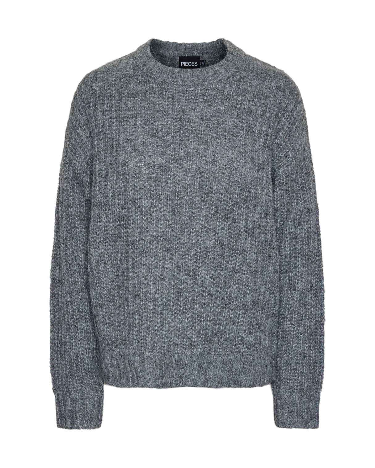 Grå - medium gray melange - Pieces - strik trøje - 17154371