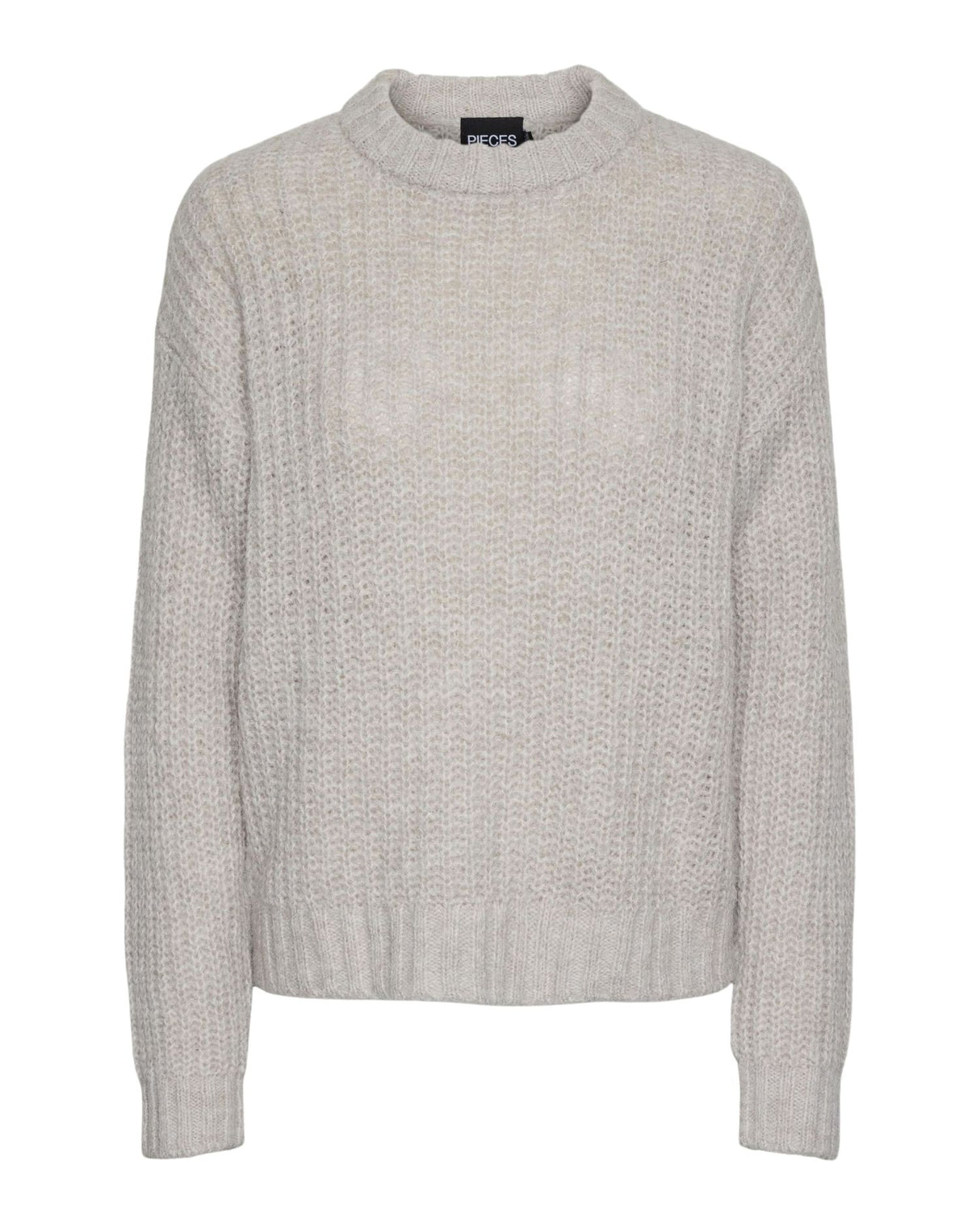 Offwhite - Silver Gray - PIECES - Striktrøje - uld - 17154371