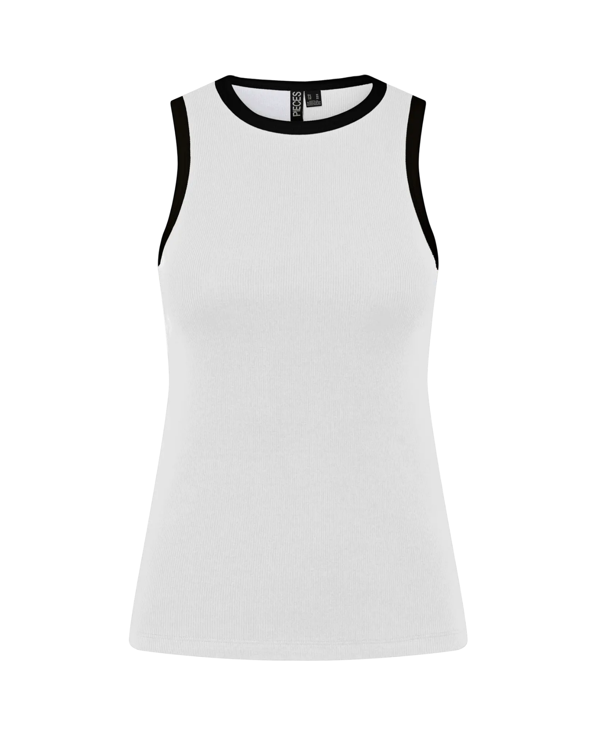 PIECES Bright White BLACK CONTRAST Top - 17154480