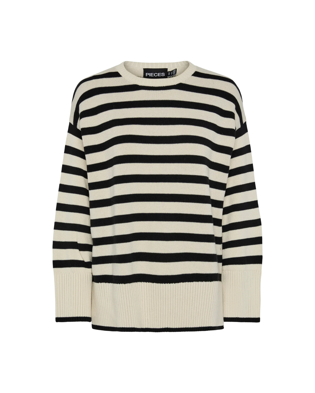 Sand/sort - Birch/Black - Pieces - Striktrøje - 17154521