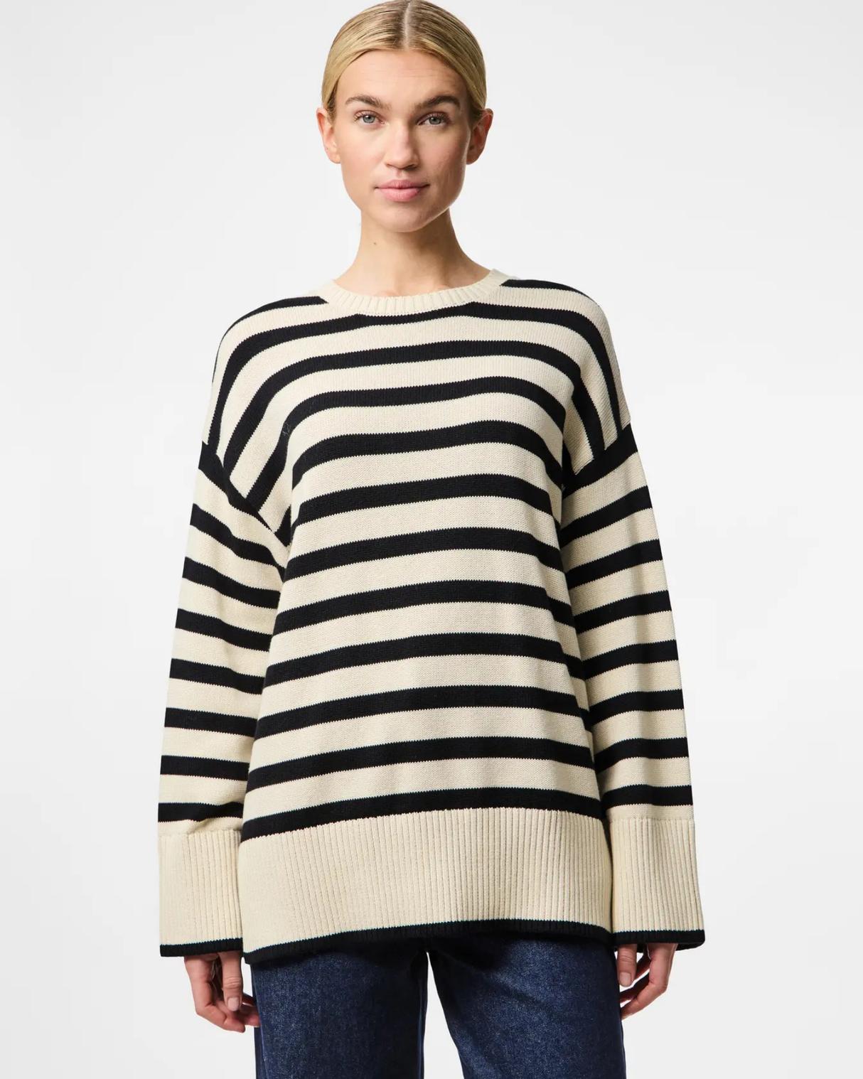 Sand/sort - Birch/Black - Pieces - Striktrøje - 17154521