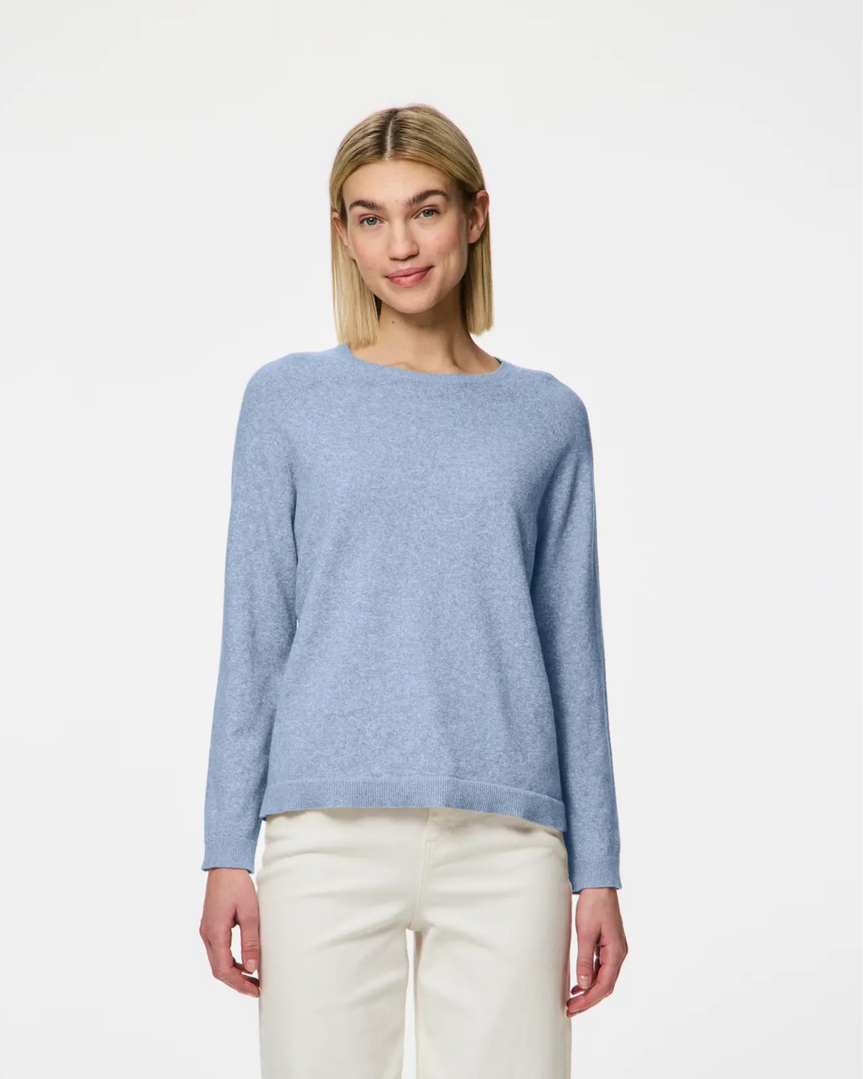 Blå - cashmere blue - Pieces - Striktrøje - style 17154650