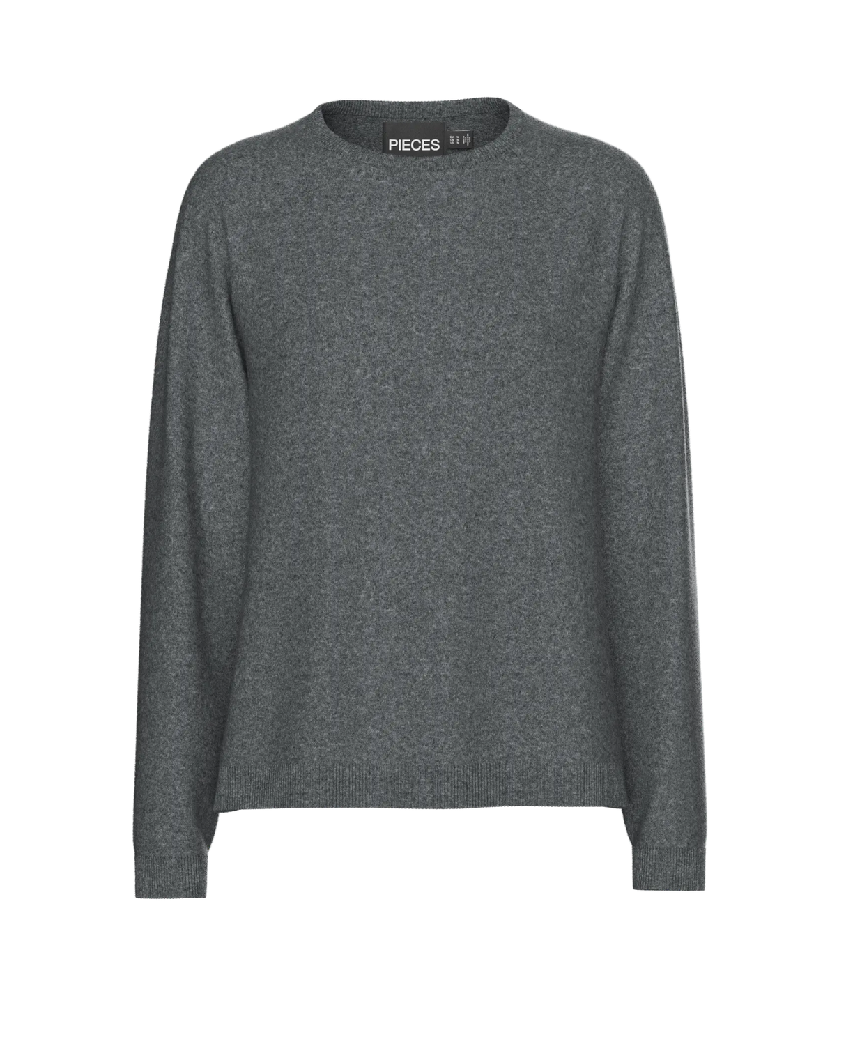 PIECES Dark Grey Melange Striktrøje - 17154650