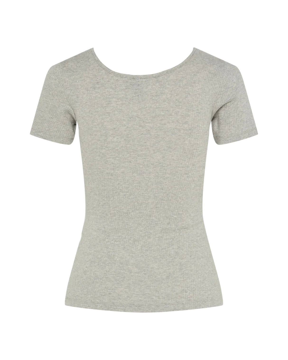 Grå - Light Grey Melange - Silver - Pieces - T-shirt - Rib - Striber - 17154978