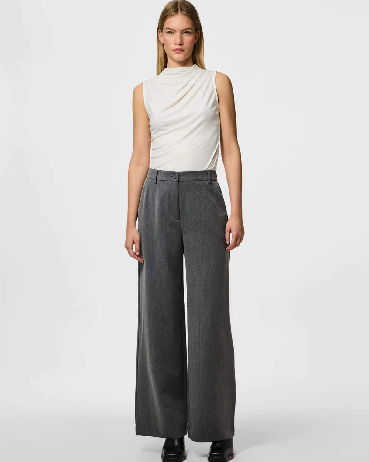 PIECES Dark Grey Melange Bukser - 17155335